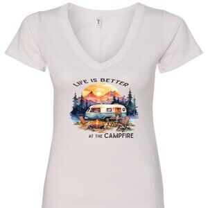 Life Is Better At The Campfire V-Neck T-Shirt | Many Colors